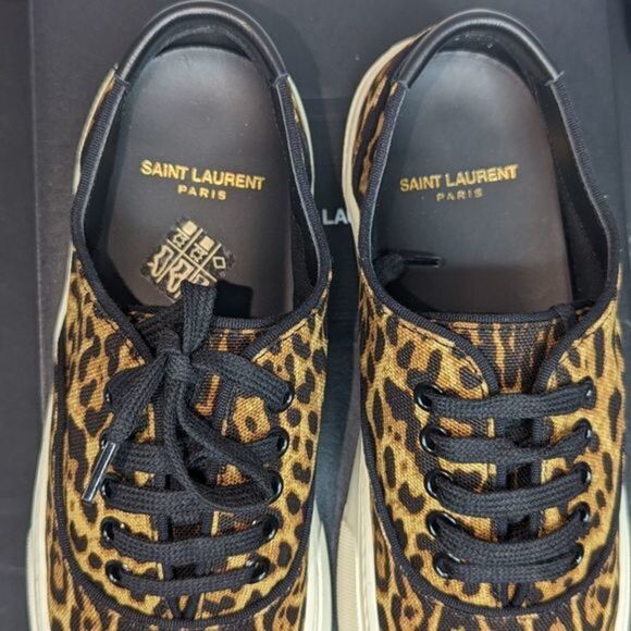 SAINT LAURENT Women's  Cheetah Print Canvas Sneakers sz 11 (41) - Picture 3 of 5